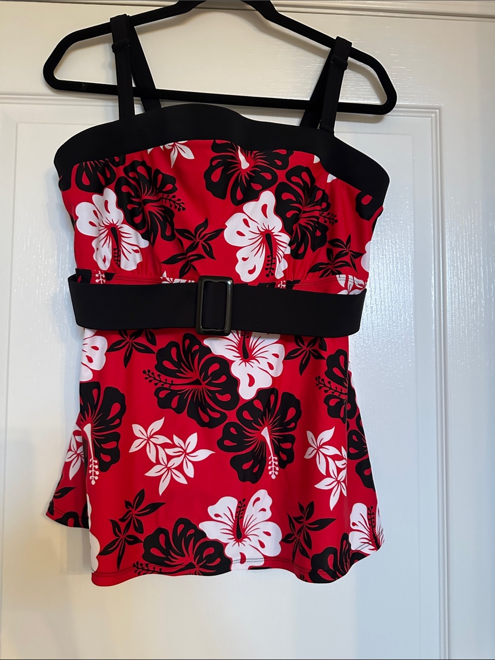 Addition Elle White and Pink Floral Swim Top